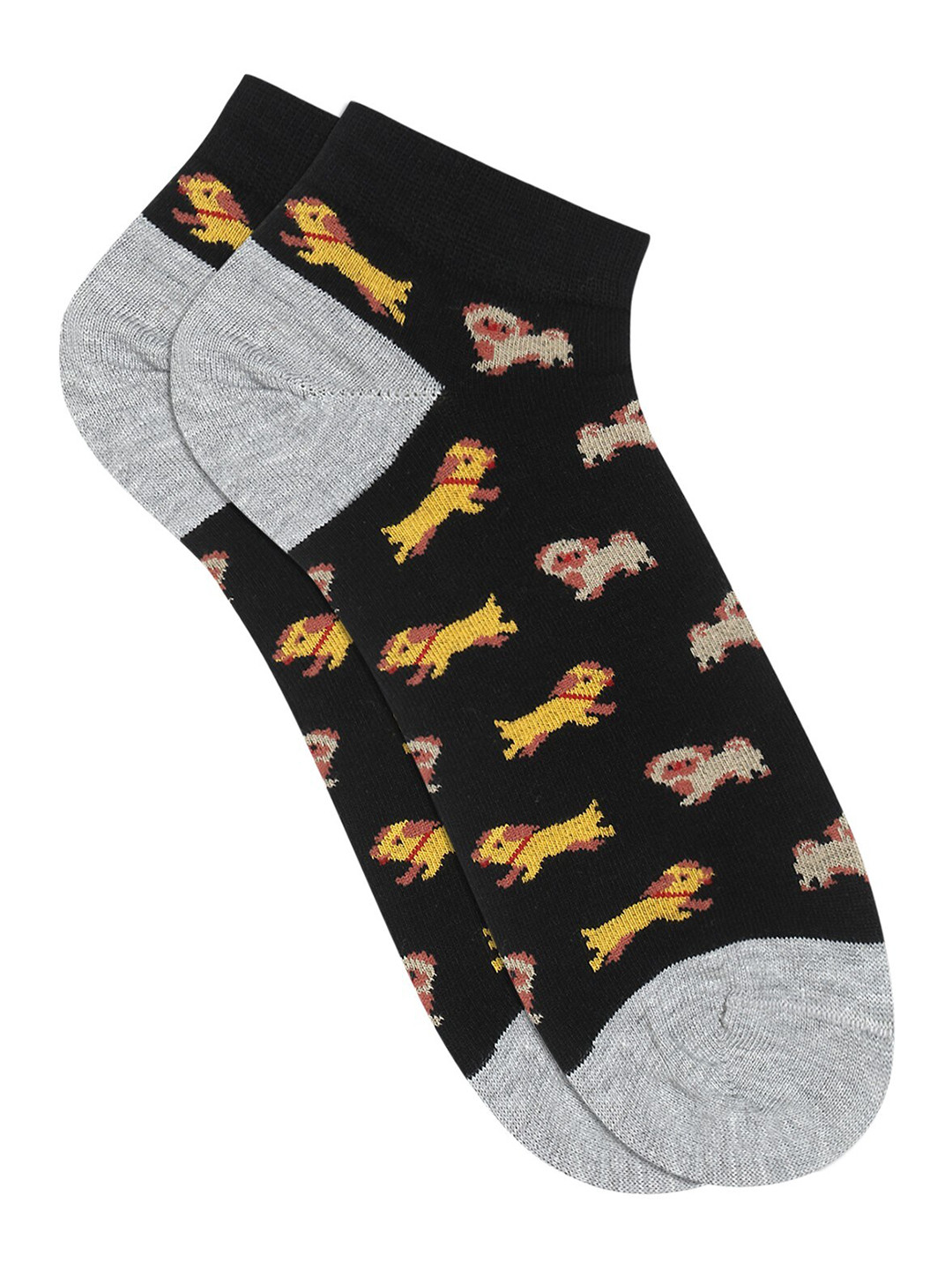 Soxytoes Yellow & Black Patterned Low-Cut Socks