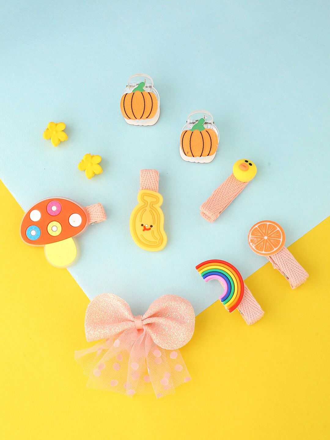 Yellow Chimes Girls Peach-Coloured & Pink Hair Accessory Combo Set