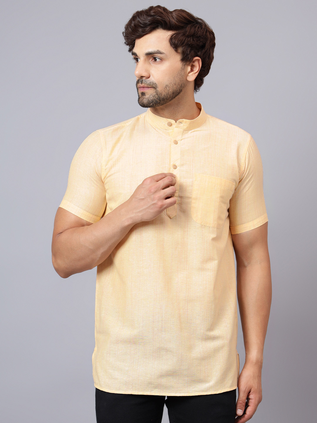 Latest Chikan Garments Men Yellow Kurta