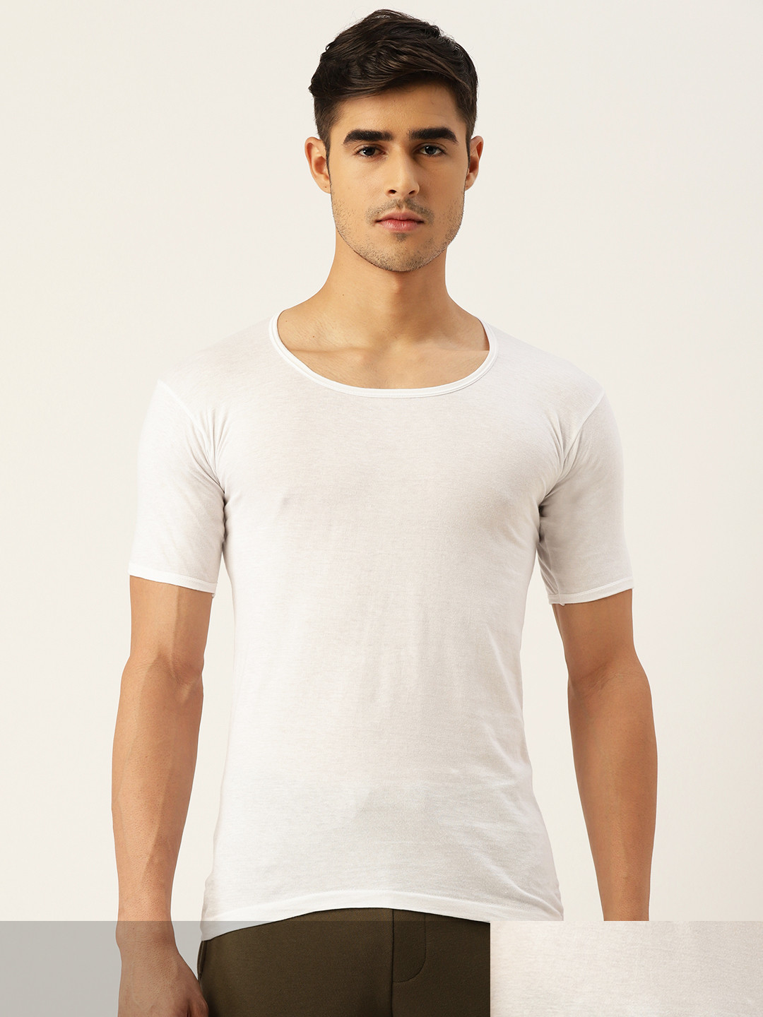 Rupa Men Pack of 2 White Solid Basic Innerwear Vests