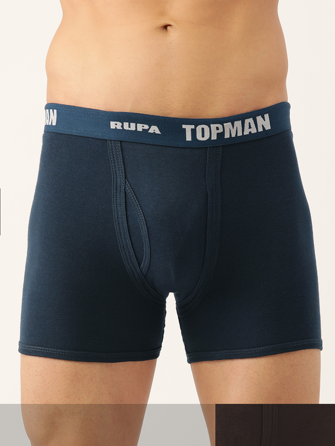 Rupa Men Set of 2 Teal & Brown Solid Cotton Trunks