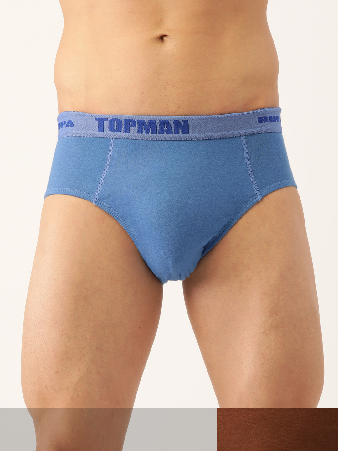 Rupa Men Set of 2 Brown & Blue Solid Cotton Briefs