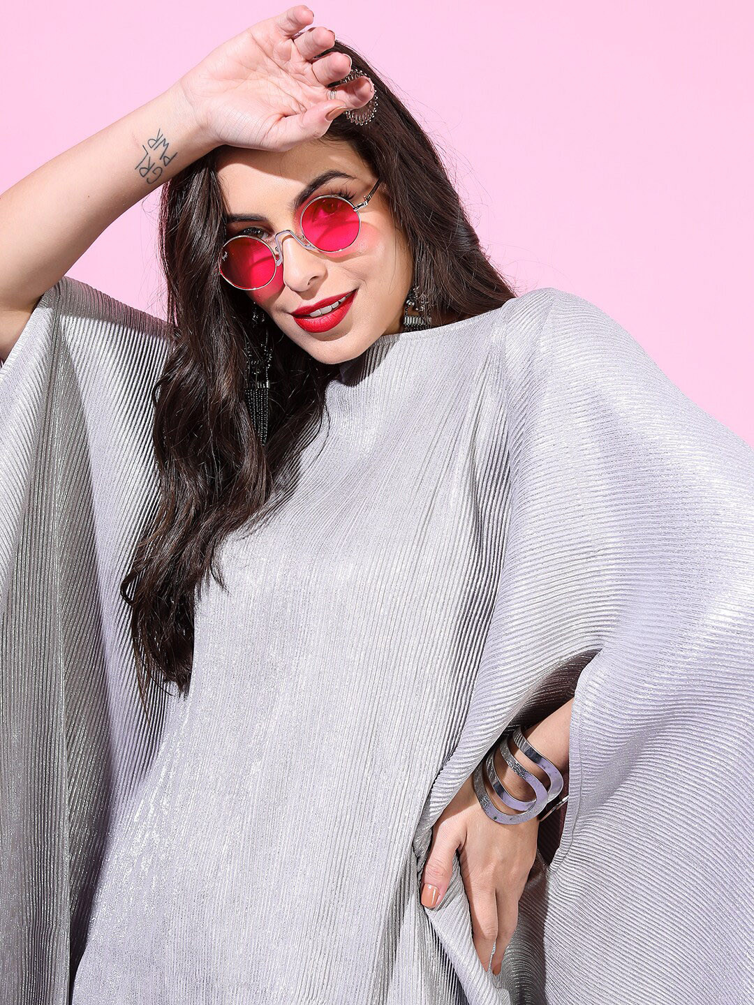 Vishudh  Womens Kaftan Kurta With Printed Dhoti Pants