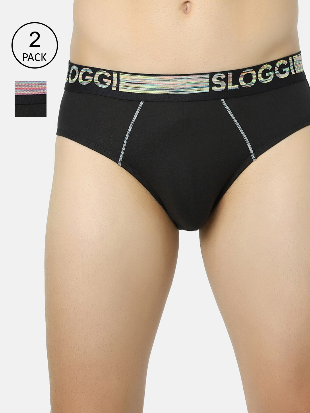 Sloggi Men Pack Of 2 Black Solid Deo-Soft Trunks