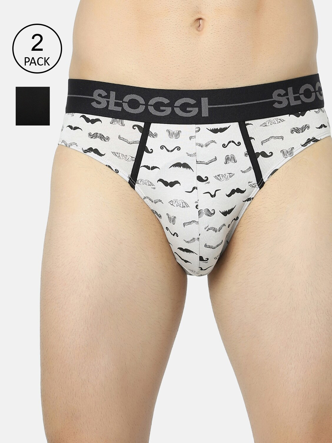 Sloggi Men Pack Of 2 Grey & Black Printed Trunk 10205177 Z9