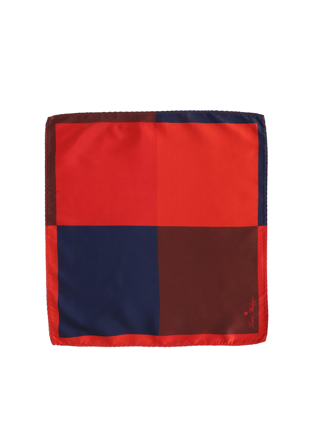Louis Philippe Men Blue & Red Colour Blocked Pocket Squares