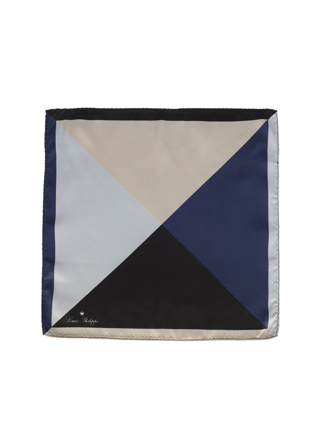 Louis Philippe Men White & Blue Colorblocked Pocket Squares