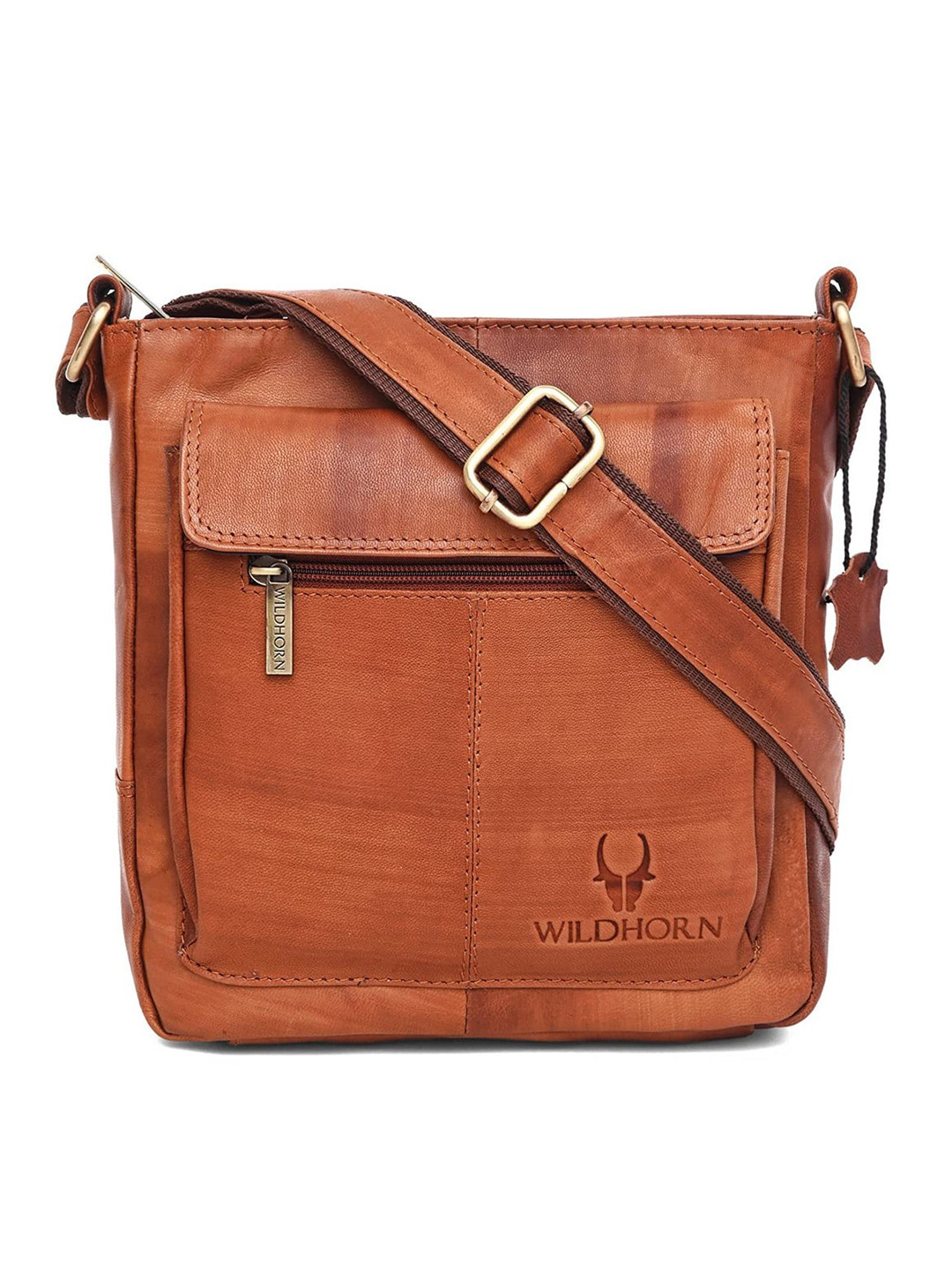 WildHorn Tan Brown Leather Shopper Sling Bag