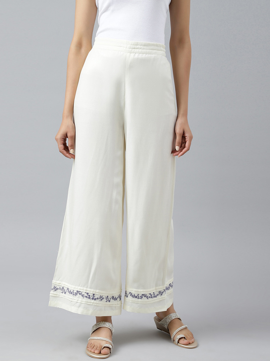 W Women White Parallel Trousers