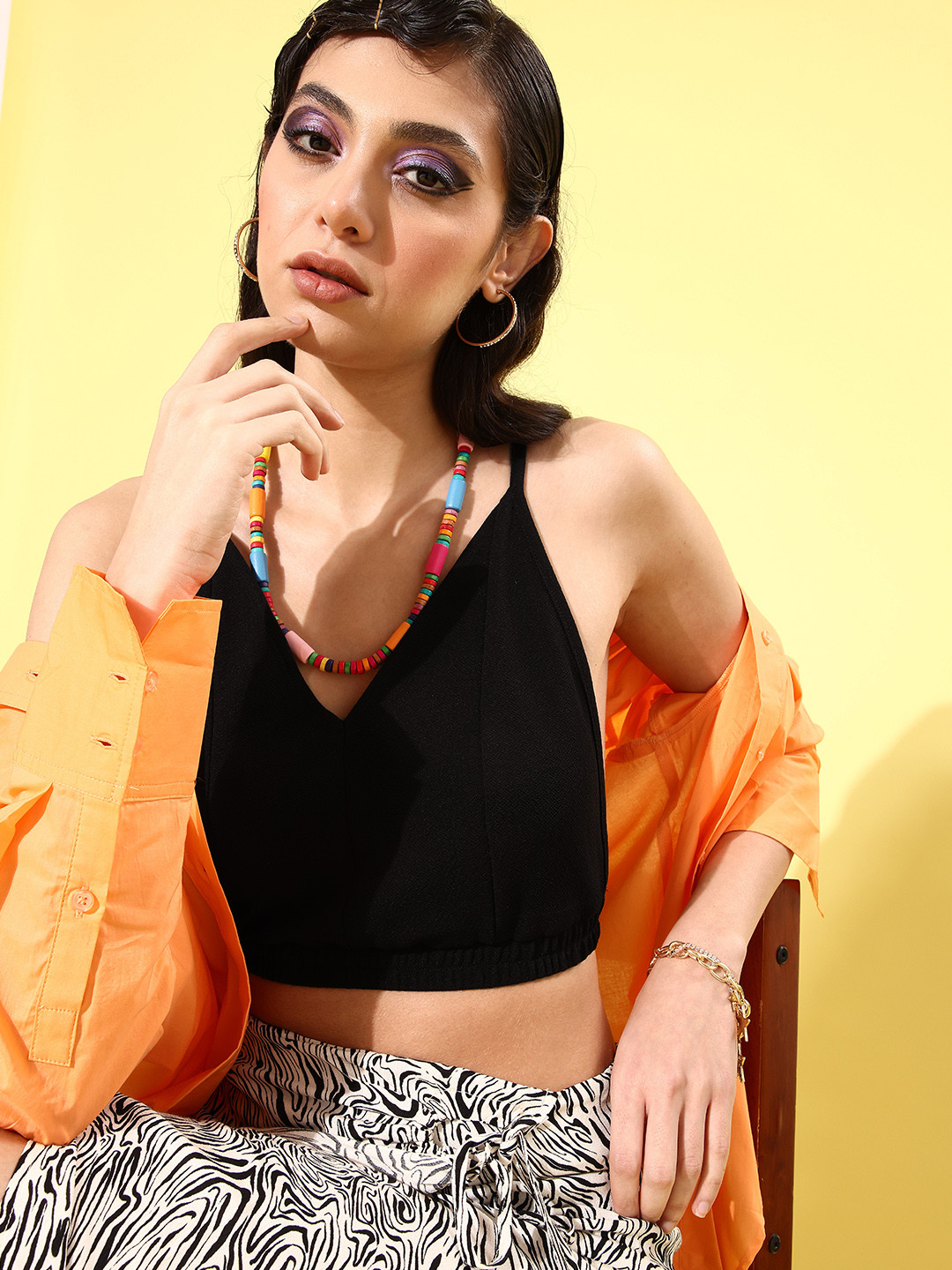 KASSUALLY Black Solid Bustier Crop Top