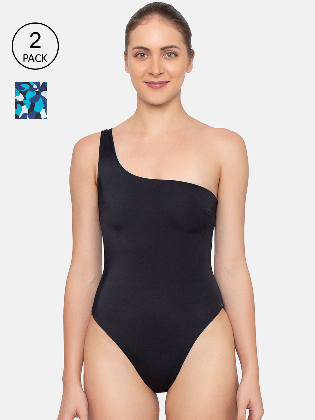 Sloggi Women Blue Printed Reversible Swimsuit
