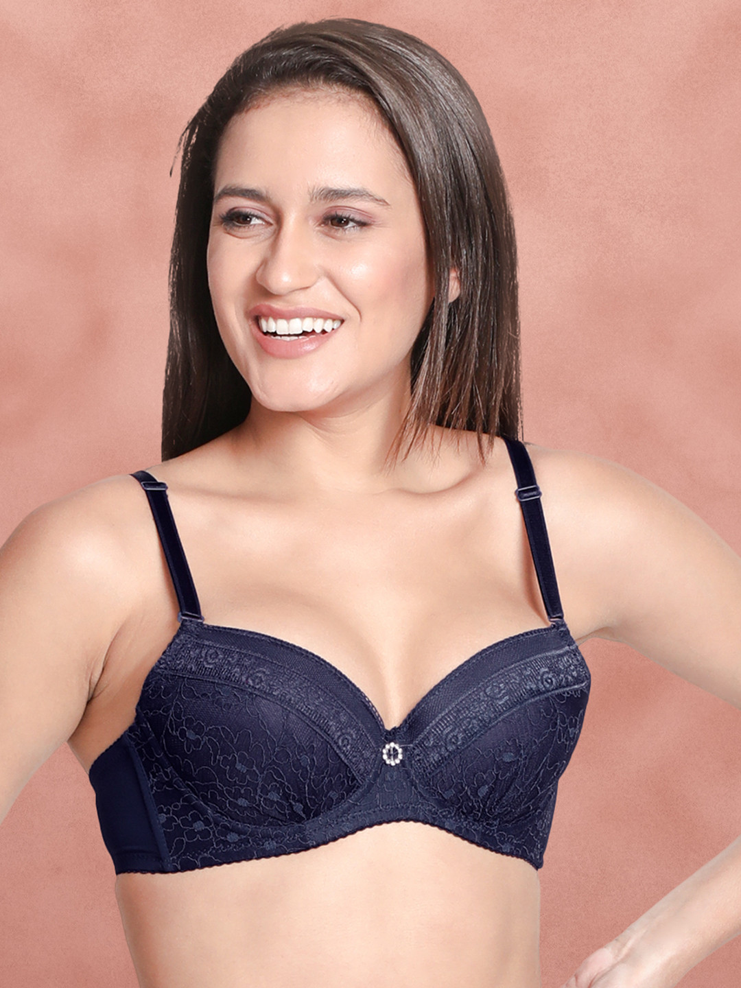 Susie Navy Blue Bra Underwired Lightly Padded
