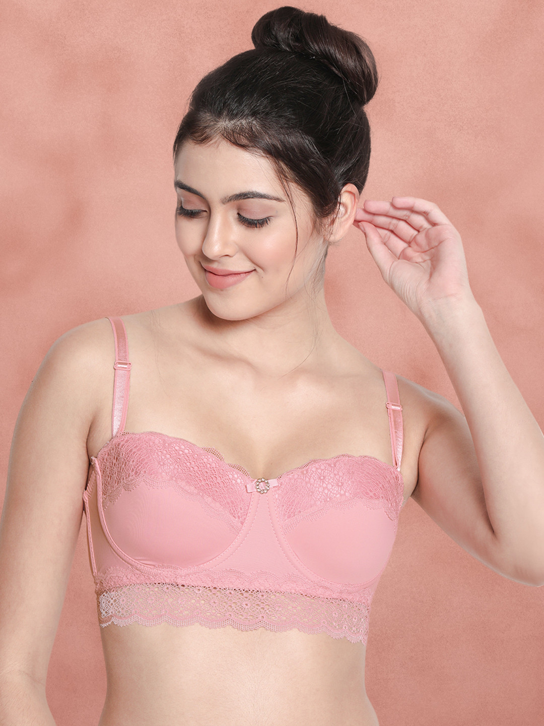 Susie Pink Floral Bra Underwired Lightly Padded