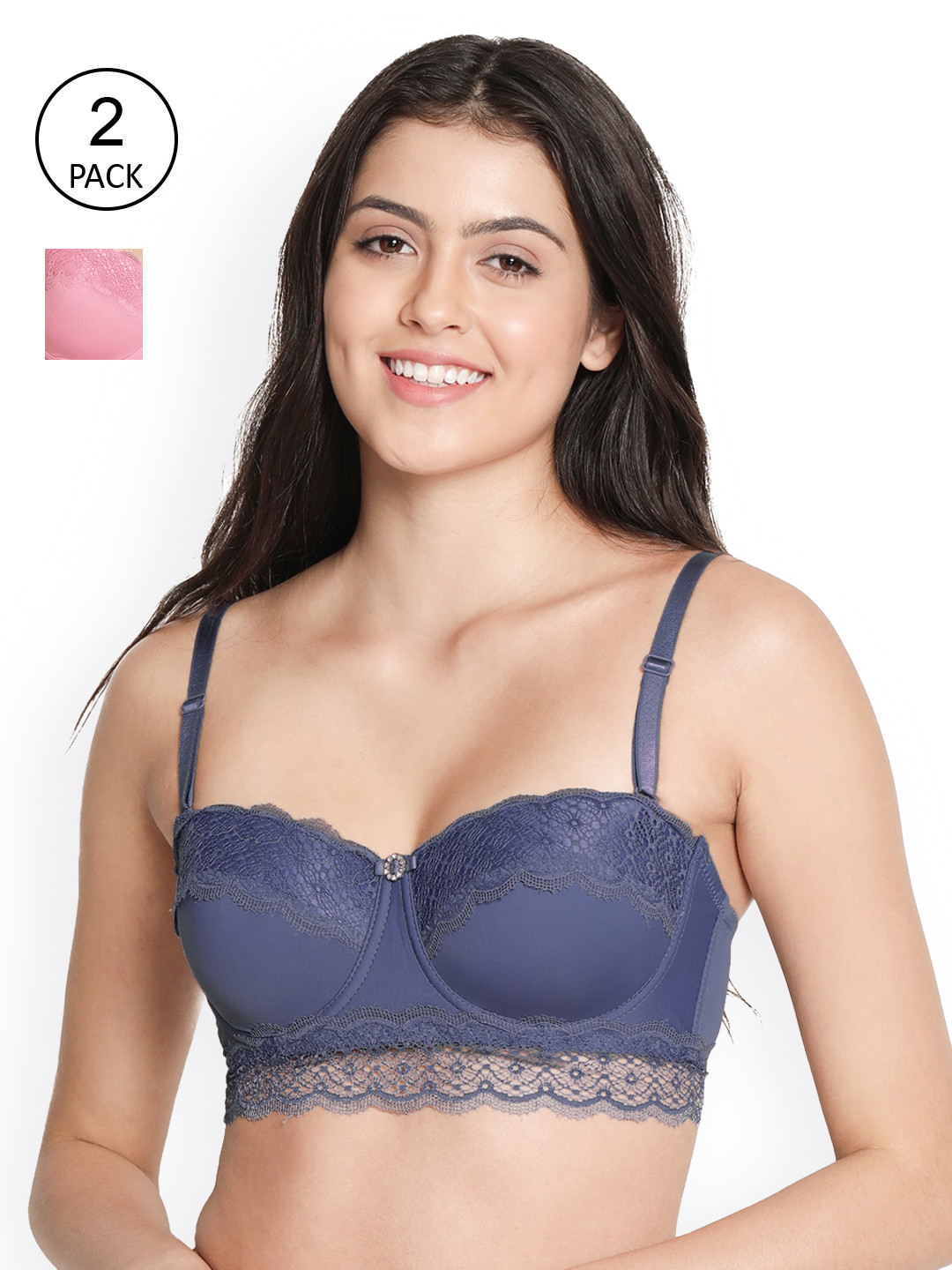 Susie Pink & Blue Bra Underwired Lightly Padded