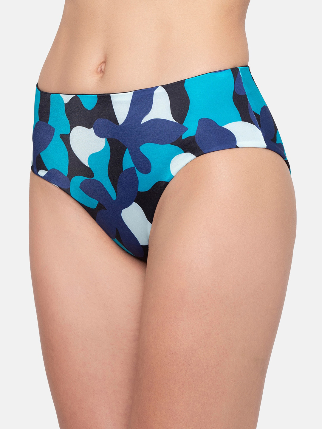 Sloggi Women Blue &Black Reversible Mid Waist Bikini Brief