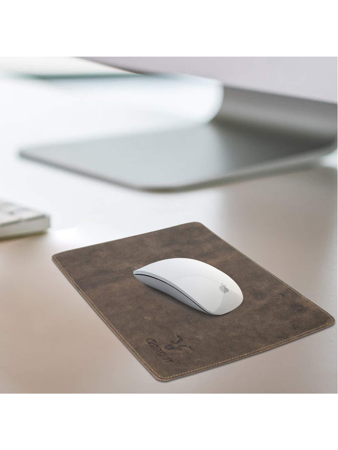 Goatter Men Coffee Brown Hunter Leather Mouse Pad