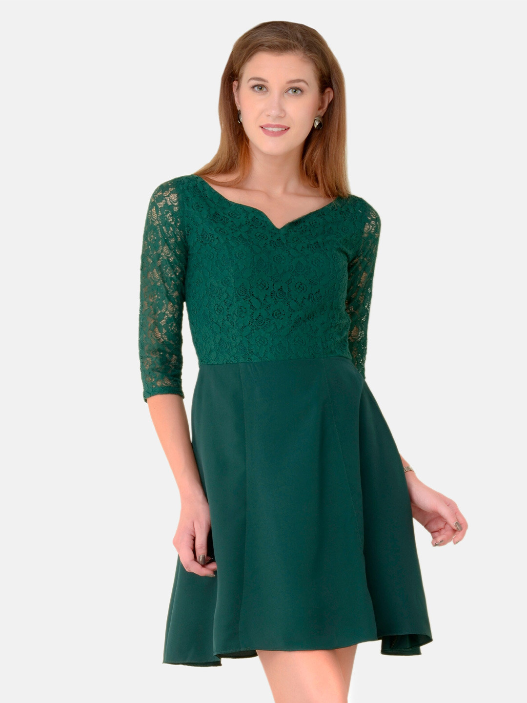 V&M Woman Green Lace  Dress
