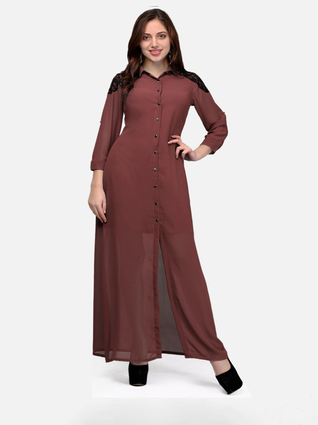V&M Rust Georgette Maxi Dress