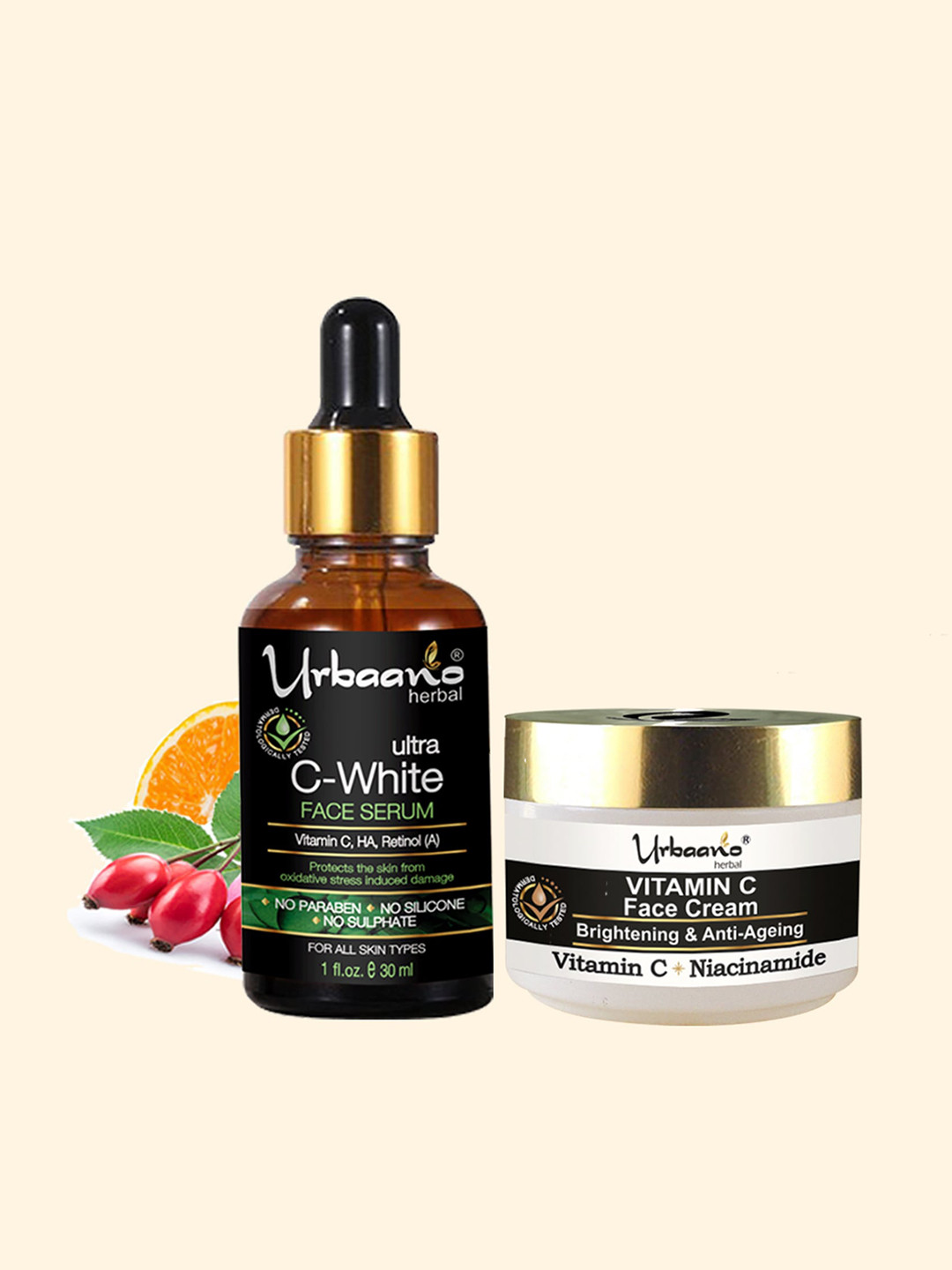 Urbaano Herbal Vitamin C Cream & Face Serum Skin Care Gift Set