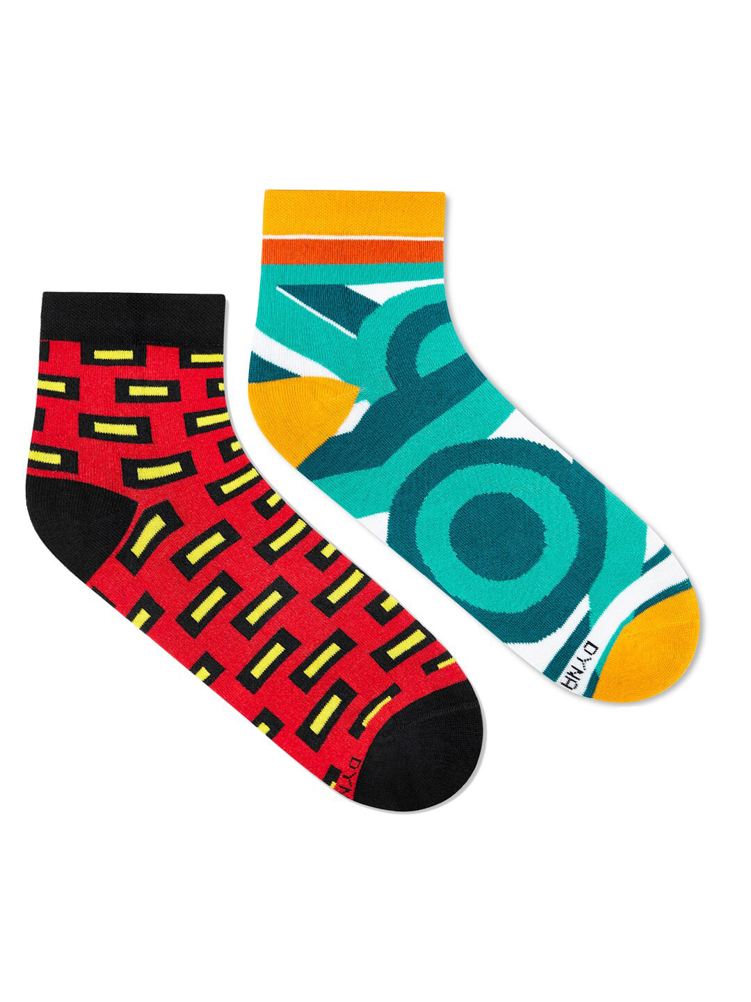 Dynamocks Unisex Red & Green Pack Of 2 Patterned Ankle-Length Socks
