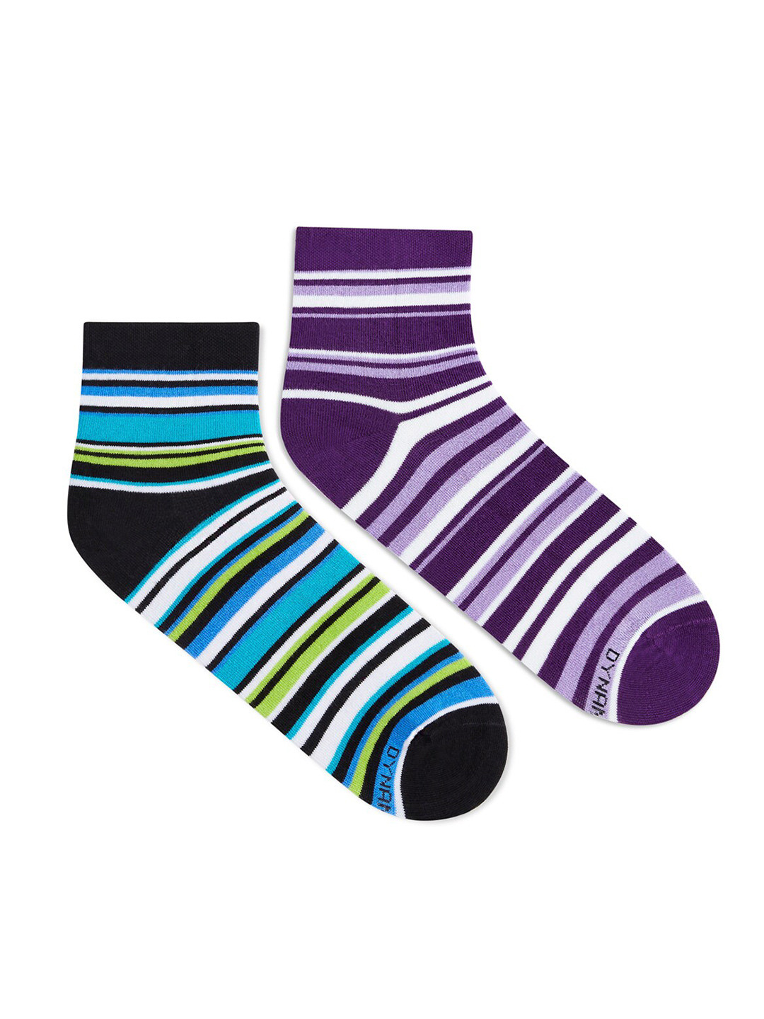 Dynamocks Unisex Purple & Blue Pack Of 2 Striped Ankle-Length Socks