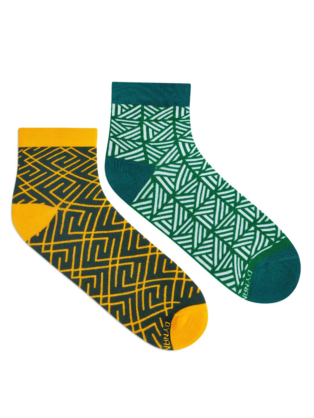 Dynamocks Unisex Pack of 2 Yellow & Green Printed Ankle-Length Socks