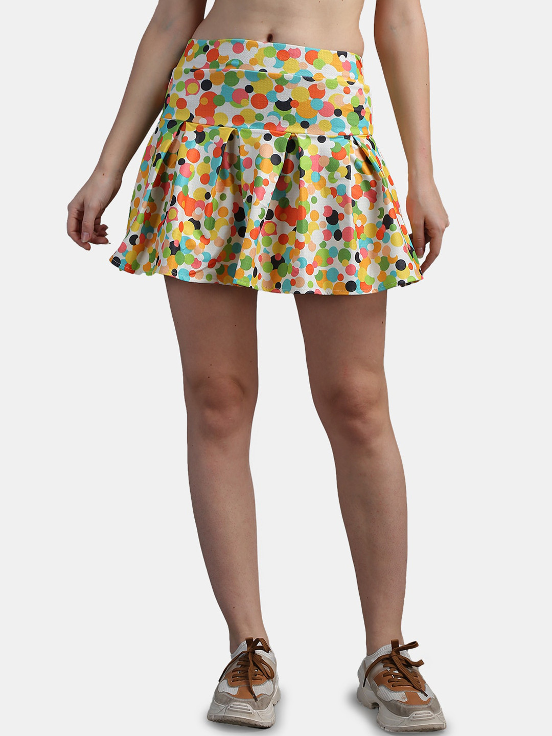 N-Gal Women Geometric Print Plaid Mini Skorts