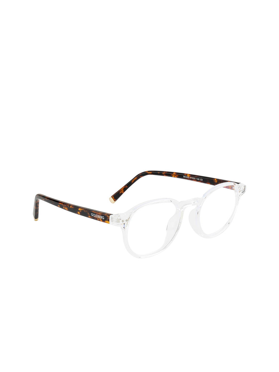 Gold Berg Unisex Transparent & Brown Full Rim Round Frames Eyeglasses