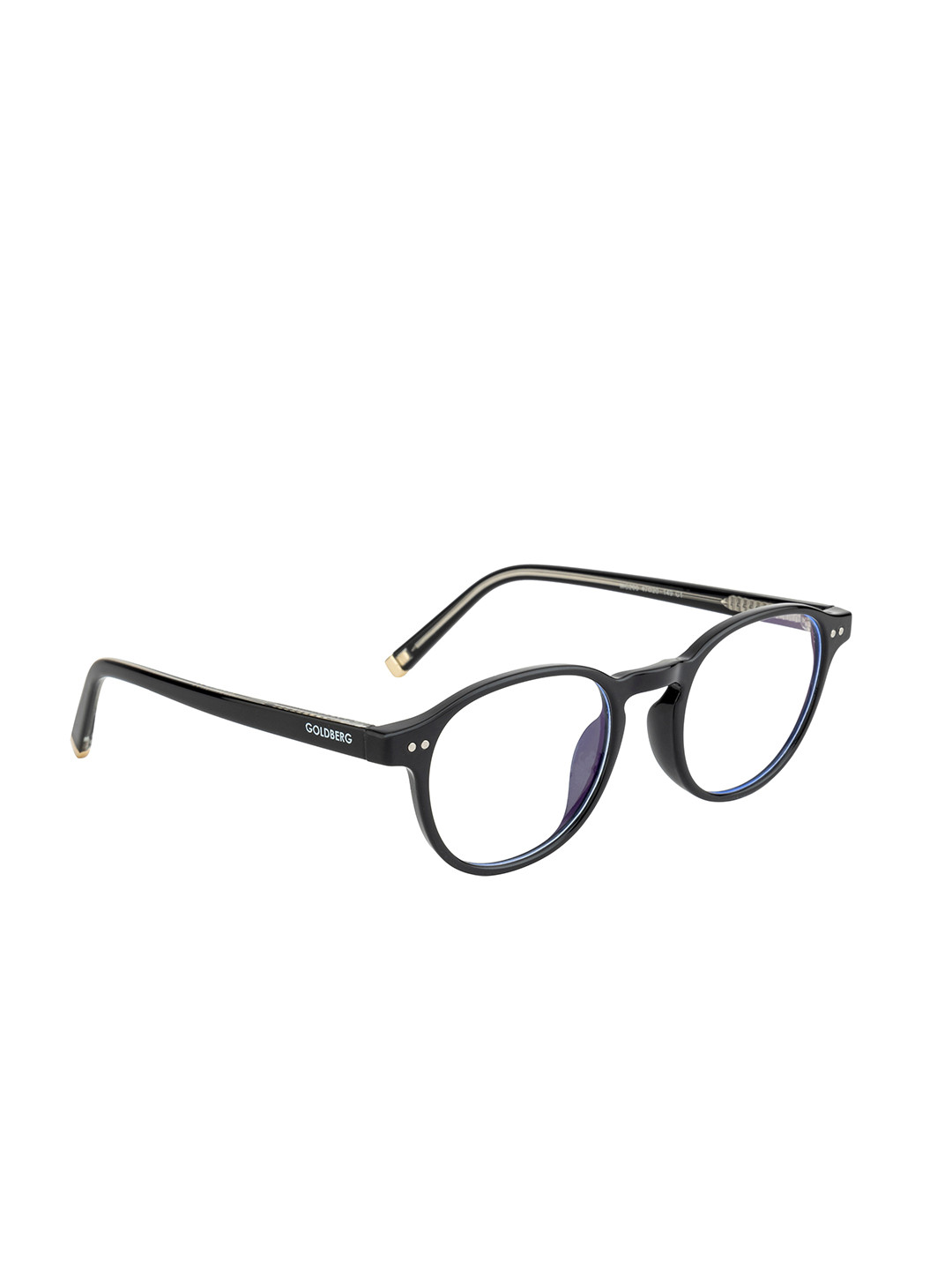 Gold Berg Unisex Black Full Rim Round Frames Eyeglasses