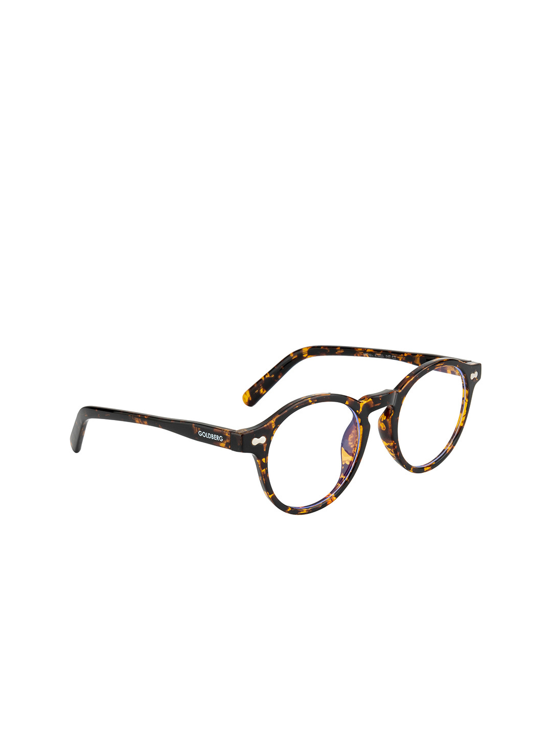 Gold Berg Unisex Brown & Mustard Full Rim Round Frames Eyeglasses