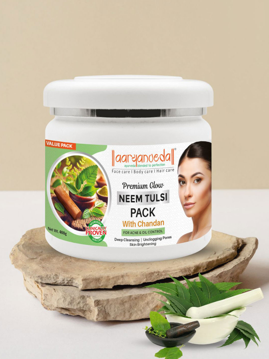 Aryanveda Set of 2 Neem Tulsi Face Pack 400g