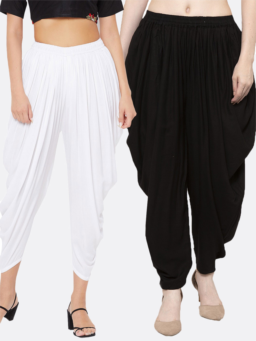 Clora Creation Pack of 2 Black & White Dhoti Pants