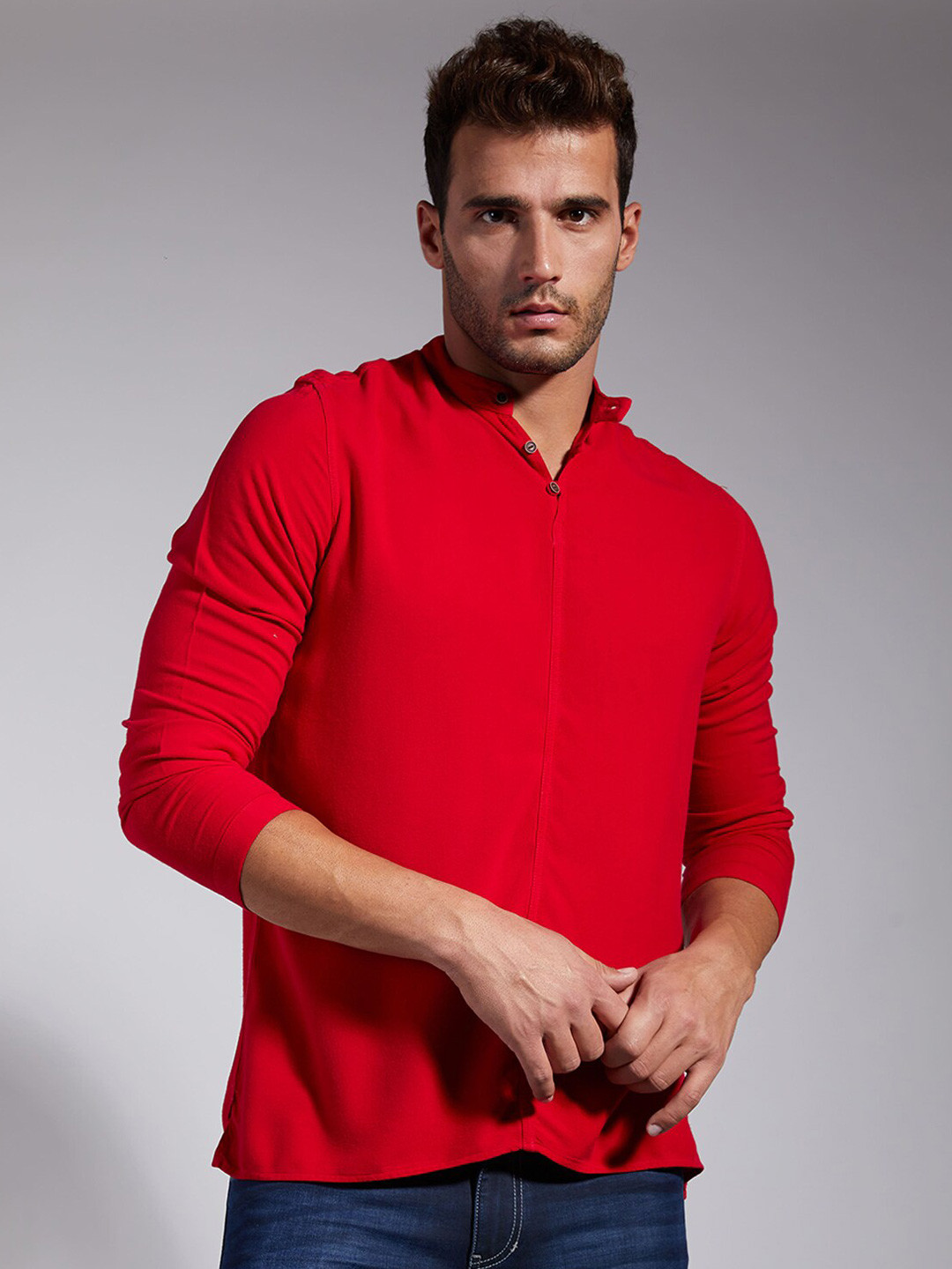 IDENTITI Men Red Slim Fit Casual Shirt