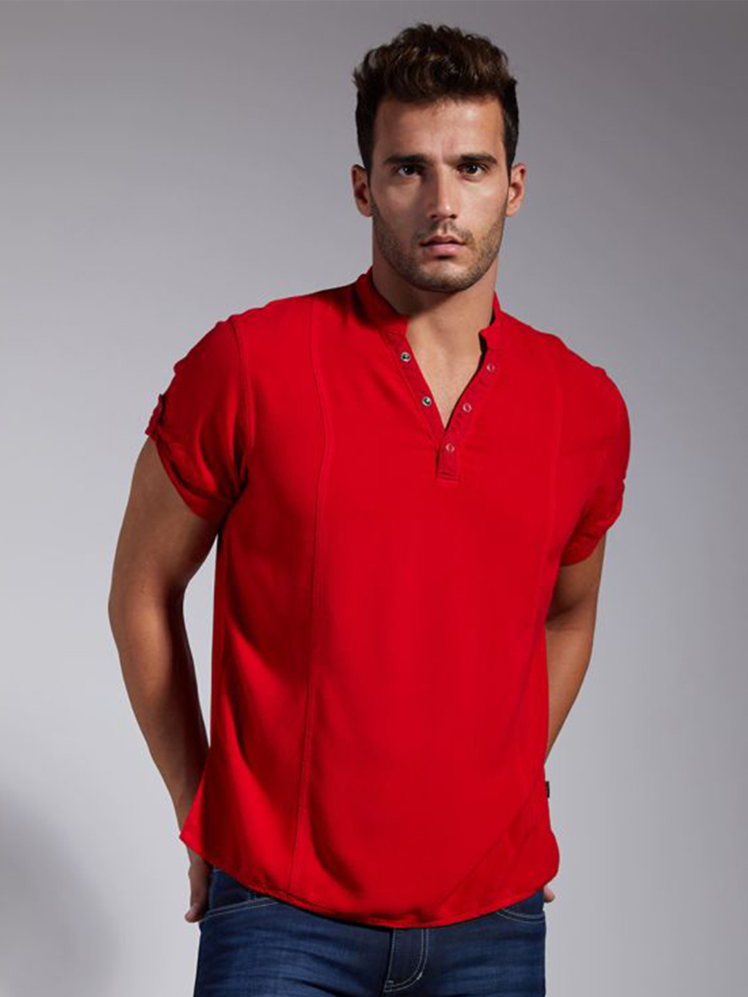 IDENTITI Men Red Slim Fit Casual Shirt