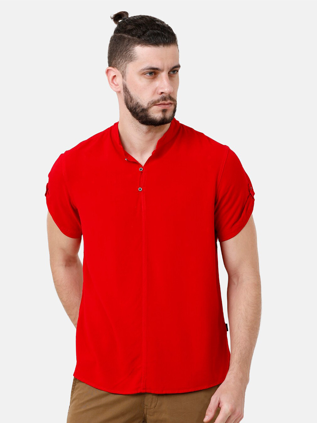 IDENTITI Men Red Slim Fit Casual Shirt
