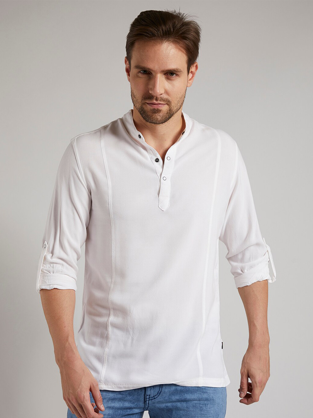 IDENTITI Men White Slim Fit Casual Shirt