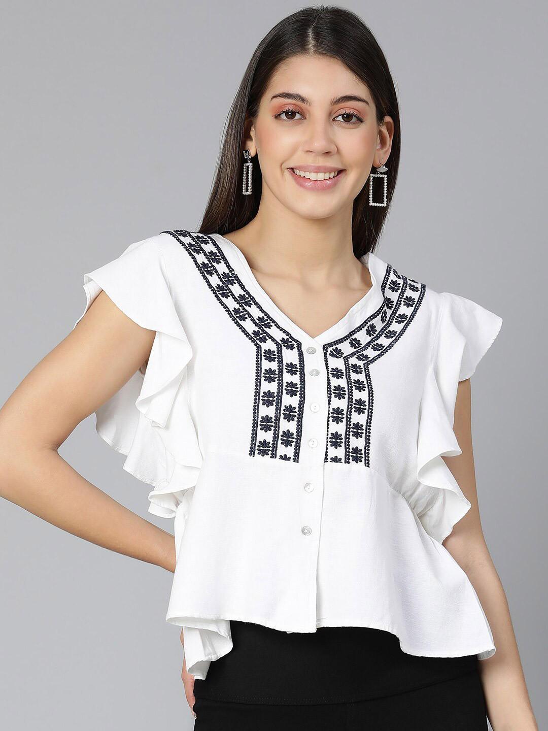 Oxolloxo White Peplum Top