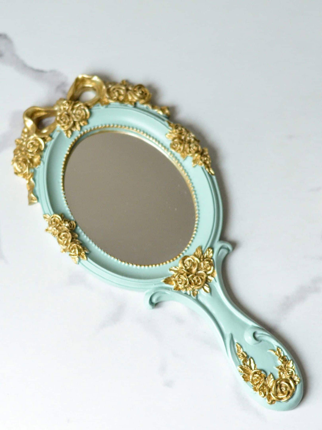 Nestasia Green Embossed Handheld Vanity Mirror