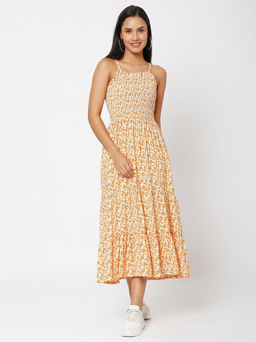 Smarty Pants Orange Floral Midi Dress