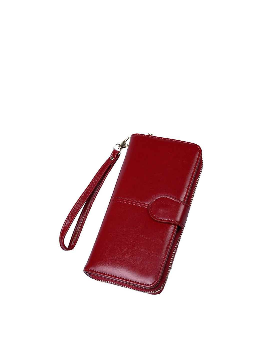 StealODeal Women Cherry Red High-Capacity PU Leather Wristlet Wallet
