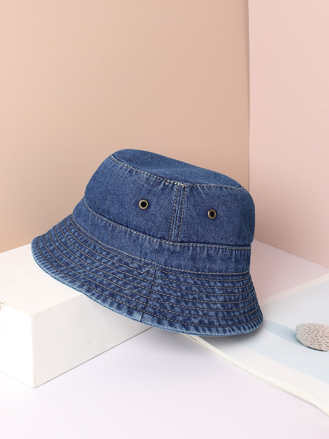 HAUTE SAUCE  Women Blue Denim Solid Bucket Hat