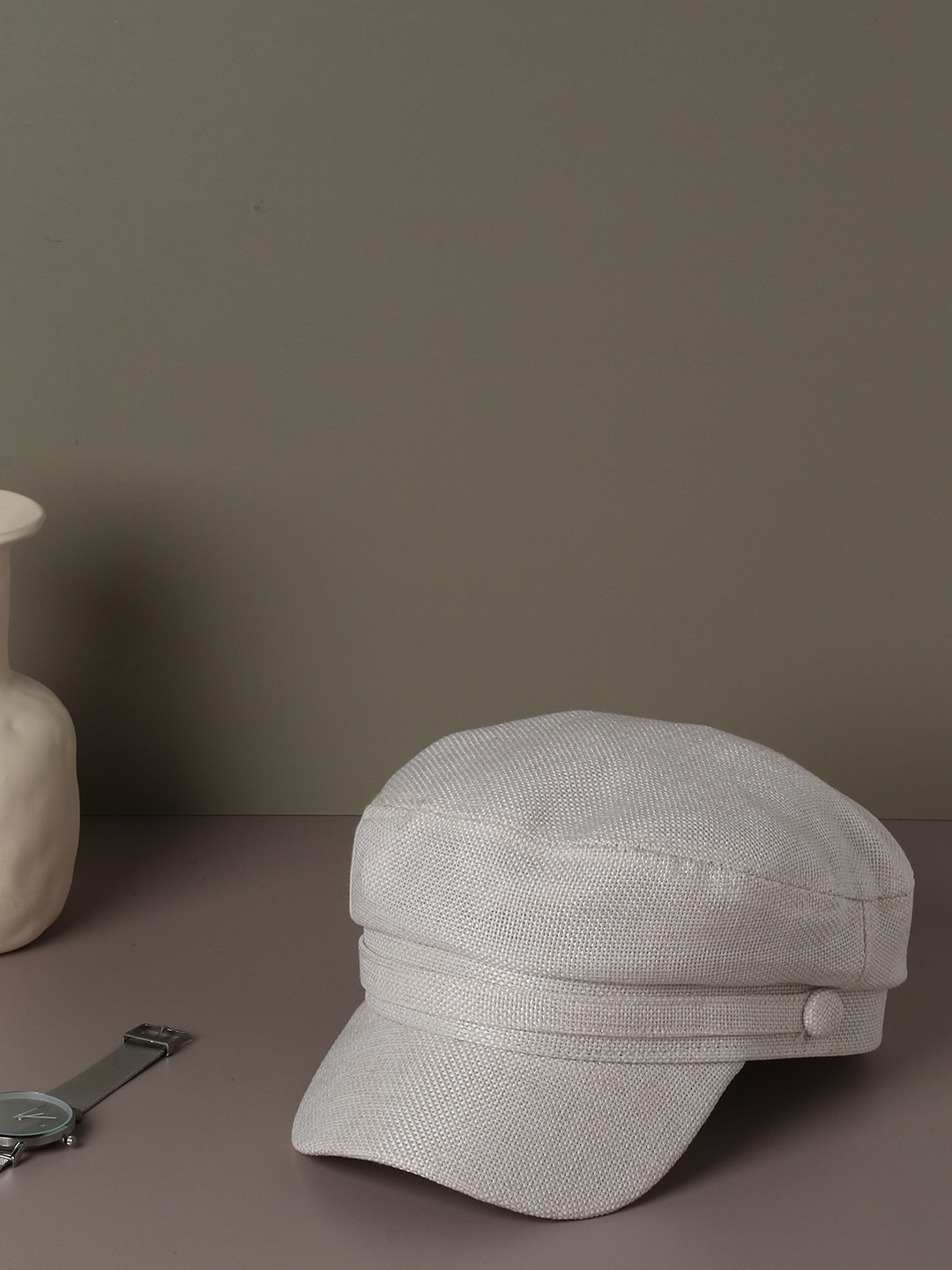 HAUTE SAUCE   Women White Solid Breton Visor Cap