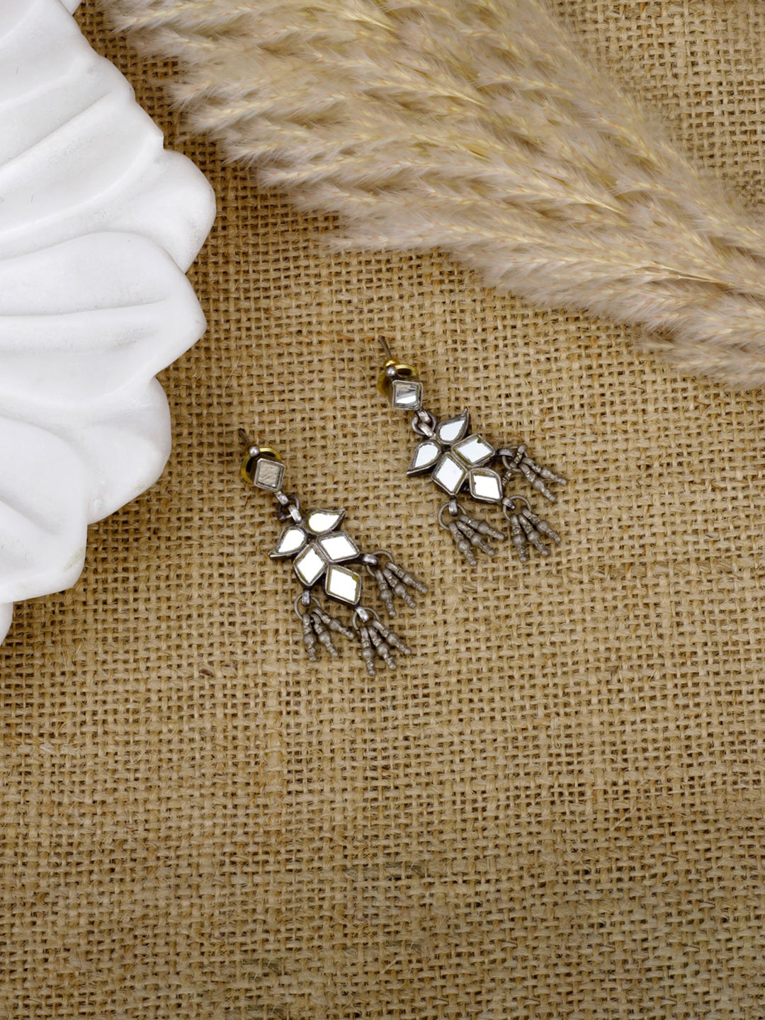 SANGEETA BOOCHRA Silver-Toned Geometric Sustainable Studs Earrings