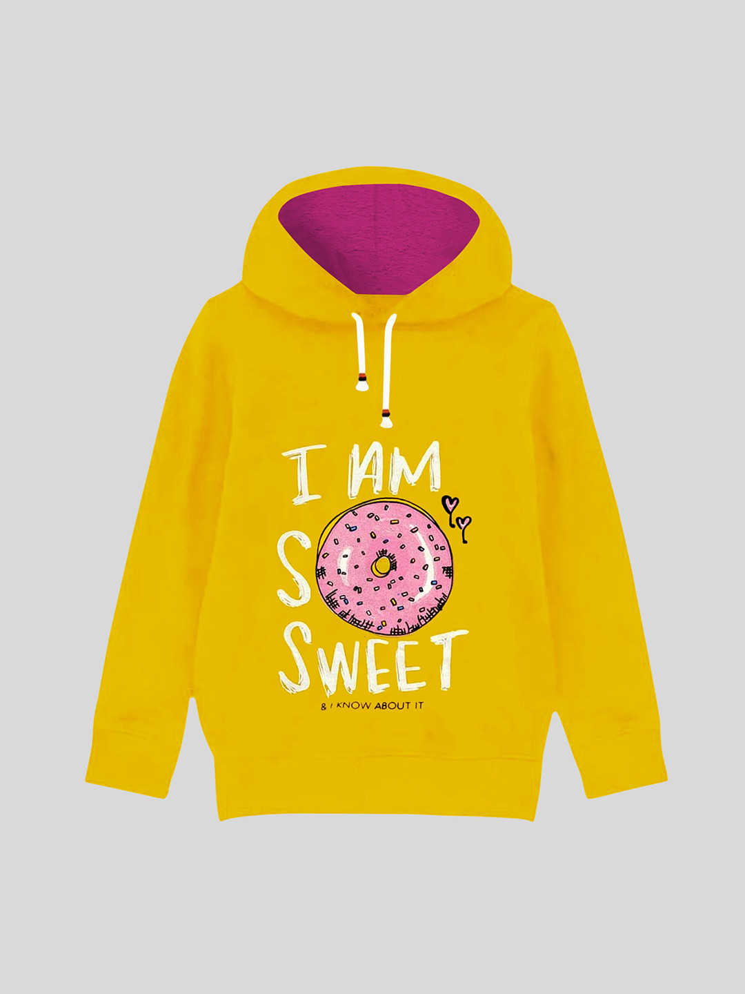 KUCHIPOO Girls Yellow Printed Sweatshirt