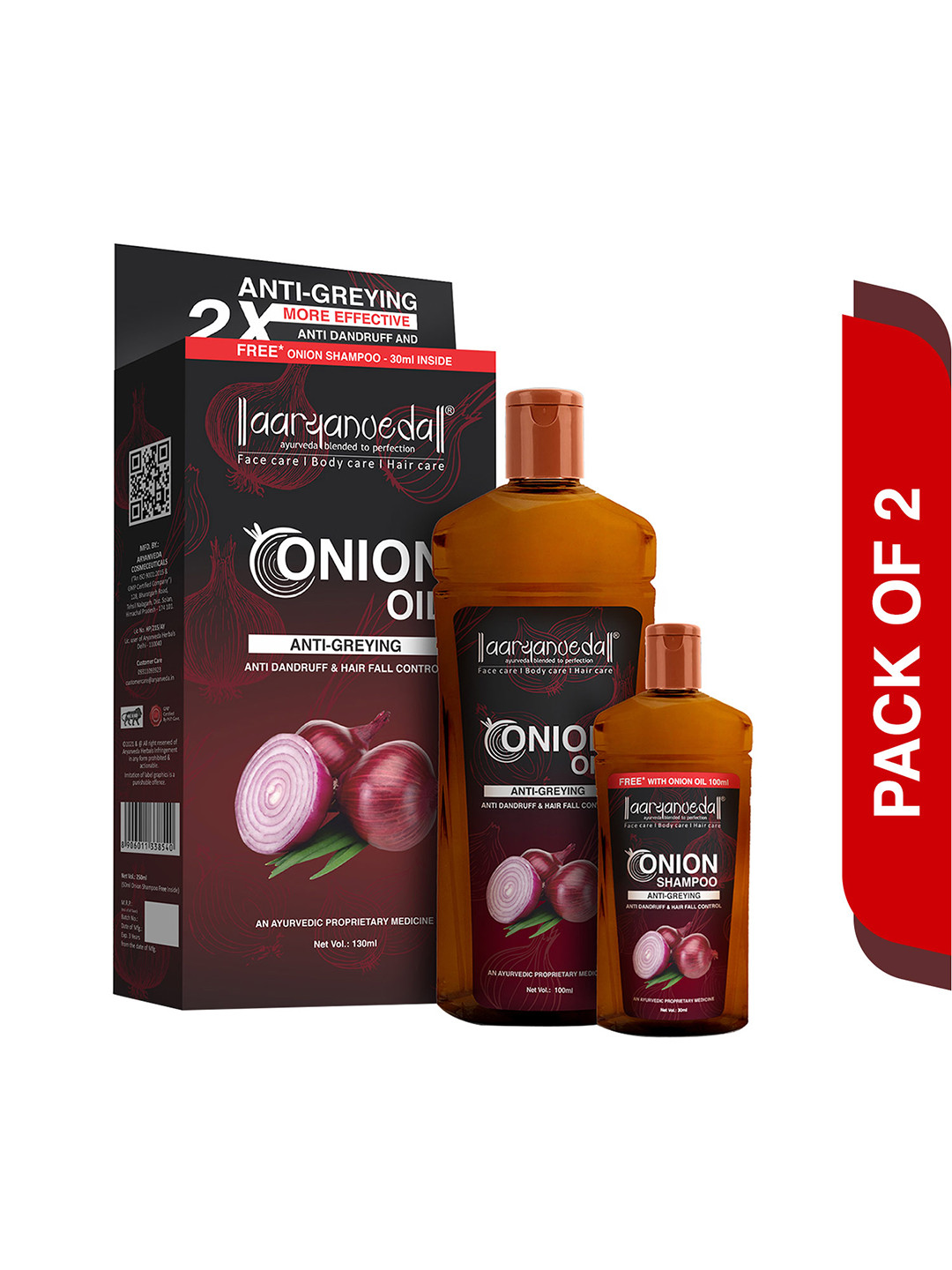 Aryanveda Set Of 2 Red Onion Oil & Black Seed Oil 260ml