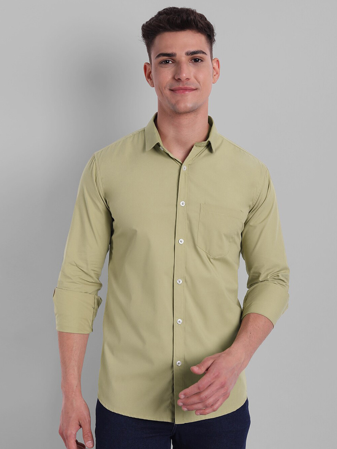 Majestic Man Men Beige Slim Fit Casual Shirt