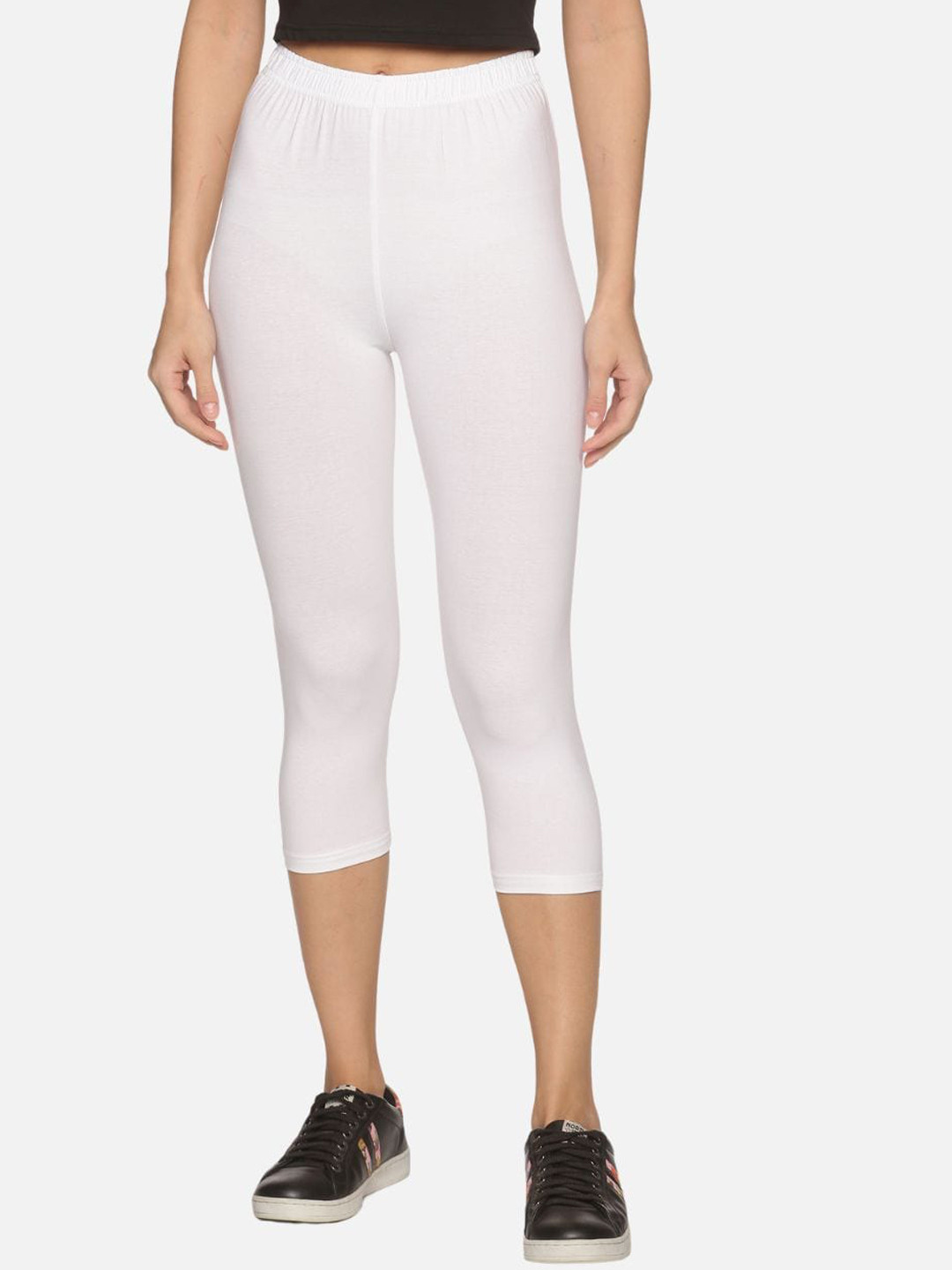 Outflits Women White Capris Length Leggings