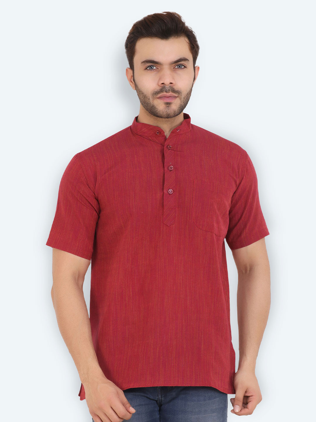 Latest Chikan Garments Men Maroon Pure Cotton Kurta