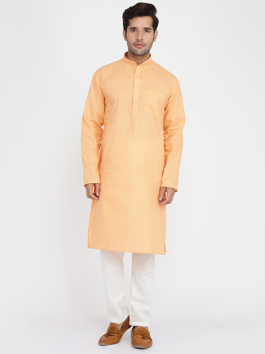 ROYAL KURTA Men Orange Empire Pure Cotton Kurta with Pyjamas