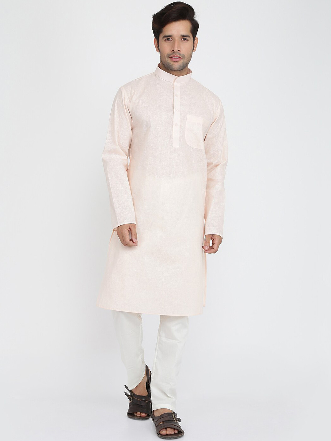 ROYAL KURTA Men Pink Pure Cotton Kurta with Pyjamas